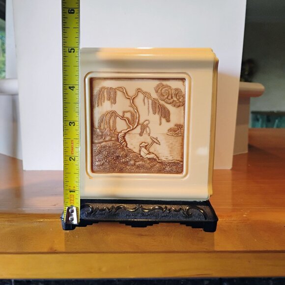 Vtg 1950s Japan Rectangular Celluloid Jewelry Box Dragon Handles w/Three Drawers - Picture 10 of 13